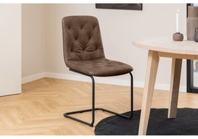 Hnedé jedálenské stoličky z imitácie kože v súprave 2 ks Kira – Actona