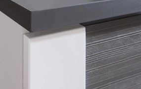 Vysoká vitrína Caracas typ 02, grafit / biely lesk, s osvetlením