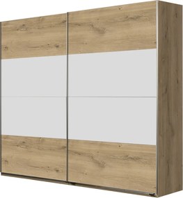 Šatníková skriňa s posuvnými dverami Nora, 225 cm, doskový dub/biela