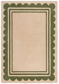 Ručne všívaný kusový koberec Lois Scallop Green, 120x170, zelená, chodba / predsieň, Flair Rugs