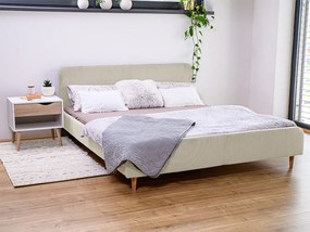 Krémová menčestrová posteľ AMELIA FJORD 140 x 200 cm