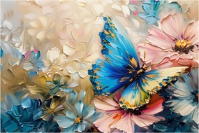 Obraz - Maľba kvetov a motýľov (90x60 cm)