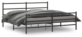 Kovový rám postele so zadným a predným čelom čierny 183x213 cm 355388