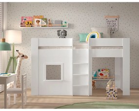 Biela vyvýšená detská posteľ z borovicového dreva 90x200 cm RENO – Vipack