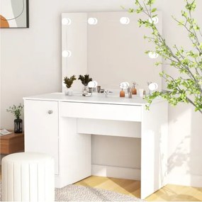 vidaXL Toaletný stolík s LED svetlami 110x55x145 cm MDF biely-