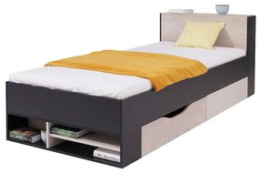 Posteľ Planet Pl14 čierna/Dub/béžová