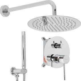 Rea Lungo Diamond, podomietkový sprchový set s dažďovou hlavovou a ručnou sprchou, chrómová, REA-P6963