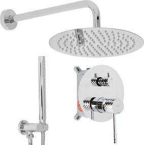 Rea Lungo Diamond, podomietkový sprchový set s dažďovou hlavovou a ručnou sprchou, chrómová, REA-P6963