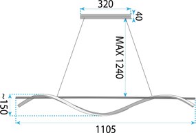 Toolight Toolight, LED závesná lampa 120cm, 27W, 3000K, LHJ019-CP, čierna, OSW-50004