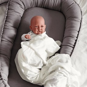 Ľanové hniezdo pre bábätko tmavo šedá