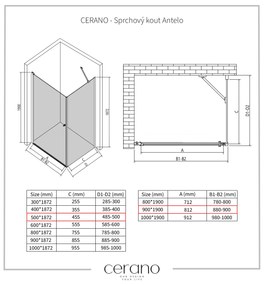 CERANO - Sprchovací kút Antelo L/P - chróm, transparentné sklo - 90x50 cm - krídlový, CER-CER-477374