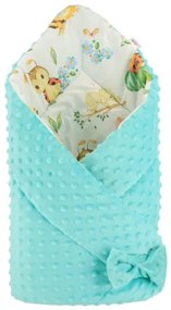 NEW BABY Obojstranná zavinovačka z Minky New Baby 75x75 cm včielky a lienky zelená