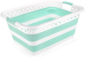 Bielo-tyrkysový skladací kôš na bielizeň Addis Collapsible Laundry Basket