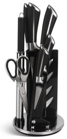 8 dielna sada nožov v otočnom stojane v čiernej farbe