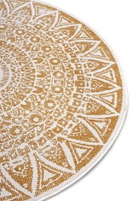 Mujkoberec Original, Kusový koberec Mojkoberec Original Nora 105792 Ochre kruh – na von aj na doma, 140x140 (priemer) kruh, žltá, chodba / predsieň