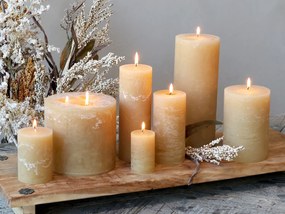 Medová široká sviečka Rustic pillar honey - Ø 7*10cm/ 40h