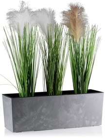 PLASTOVÝ KVETINÁČ BOUQUET 19X56 CM IMITÁCIA BETÓNU SIVÁ
