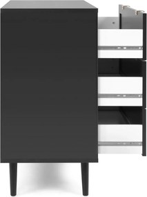 Zásuvková komoda Vienna, čierna/výplet