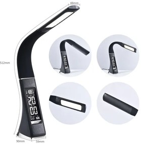 Immax 08947L -LED Stmievateľná stolná lampa s displejom LEATHER LED/7W/230V čierna