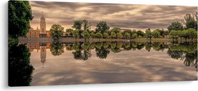 Obraz jazera a stromov (120x50 cm)