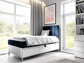 Kontinentálna posteľ Junior Kamire 1, Strana: pravá, Rozmer postele: 100x200, Dostupné poťahy: ekokoža Soft 017 (biela) + Fresh 11