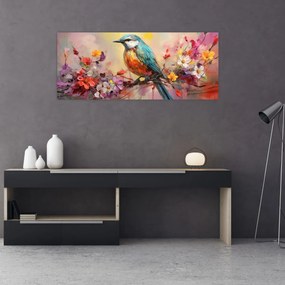 Obraz - Maľba vtáčika (120x50 cm)