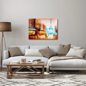 Obraz - Daždivého počasia a Eiffelovej veže (70x50 cm)