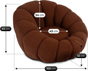 Vintino Otáčacie relaxačné kreslo BUONO - v hnedej farbe s podnožkou