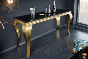 Konzola MODERN BAROCK 140cm tvrdené opálové sklo čierno-zlatá