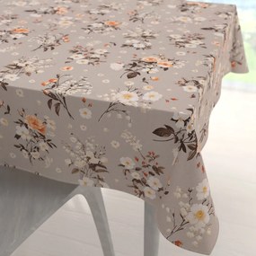Biante Bavlnený štvorcový obrus Sandra SA-739 Ruže a konvalinky na béžovosivom 70x70 cm