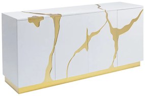 Cracked komoda biely/zlatý 165x80 cm