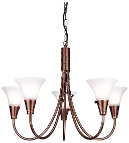 Elstead EM5-COPPER - Luster na reťazi EMILY 5xE14/40W/230V