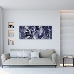 Obraz - Modré zebry (120x50 cm)