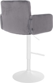 Barová stolička Los Angeles - zamat, biely rám - tmavo šedá