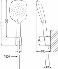 Mexen príslušenstvo - 1-bodový ručný sprchový set R-22, chróm, 785225052-00