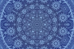 Samolepiaca tapeta okrasná Mandala s krajkou v modrej