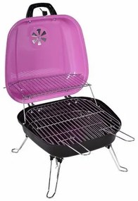 Garthen BBQ 5935 Kufríkový gril na drevené uhlie - ružový