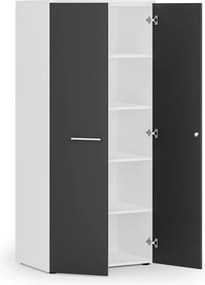 Kancelárska policová skriňa PRIMO WHITE s dverami, 800 x 500 x 1781 mm, biela/grafit