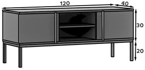 TV stolík LANZZI 120x40 cm, čierny