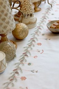 Krémový bavlnený obrus s girlandou Aix Christmas - 140*240 cm