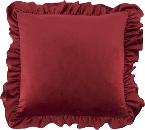 Zamatová obliečka na vankúš Cherry s volánikmi – 45*45 cm