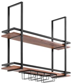 furniture-nabytek.cz - Masívna závesná polica Aro z kovu a dreva, lakovaná, hnedá – 100×25×80 cm
