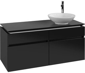 VILLEROY &amp; BOCH Legato závesná skrinka pod umývadlo na dosku (umývadlo vpravo), 4 zásuvky, 1200 x 500 x 550 mm, Black Matt Lacquer, B58200PD