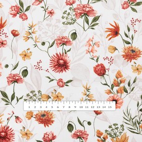 Biante Bavlnené posteľné obliečky Sandra SA-731 Červený kvetovaný vzor na bielom Predĺžené 140x220 a 70x90 cm