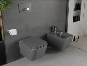 Mexen Madox, Rimless závesná wc misa 515x365x350 mm s pomaly padajúcim sedátkom SLIM z duroplastu, svetlá šedá, 30154061