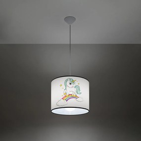 Detské závesné svietidlo Unicorn, 1x plastové tienidlo so vzorom, (fi 30cm)