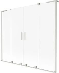 Mexen Velar L Duo, 2-krídlová posuvná vaňová zástena 180 x 150 cm, 8mm sklo námraza, brúsená oceľ, 896-180-003-32-97