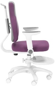 Detská rastúca stolička Neoseat KINDER WHITE — látka, šedá / fialová