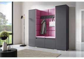 Predsieňová stena AMI 31 Bez zrkadla Grafit Svetlo ružová