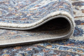 Koberec SOFT 6019 Kvetiny vzor rámu béžová / modrá /  červená